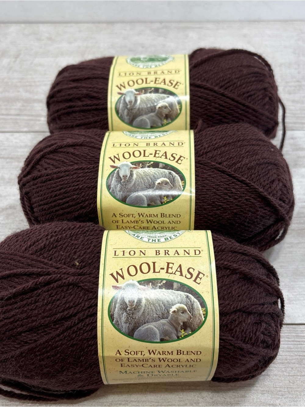 Lion Brand Wool-Ease Worsted Yarn 80/20 Acrylic Wool Lot 3 Espresso 128